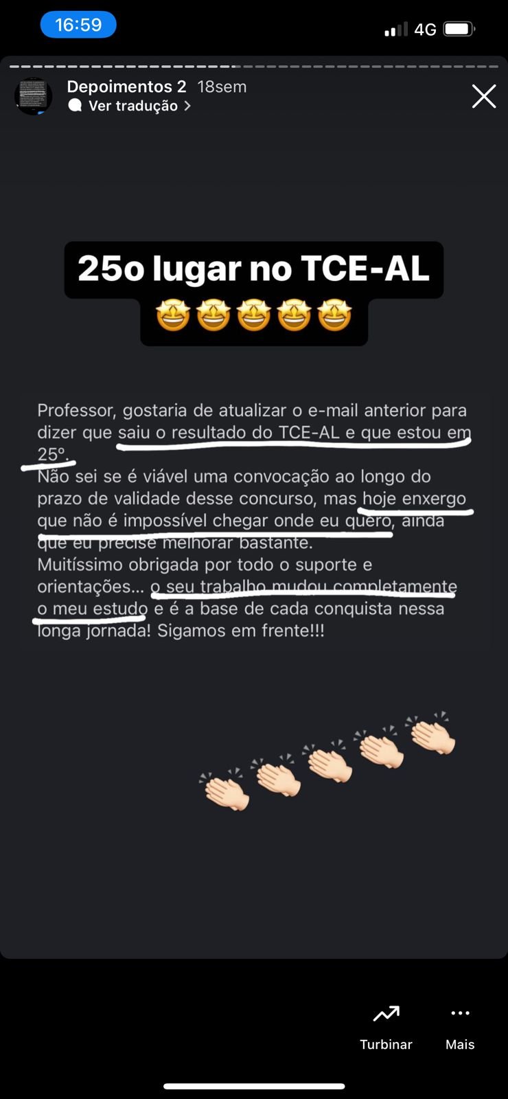 Depoimento de aluno aprovado