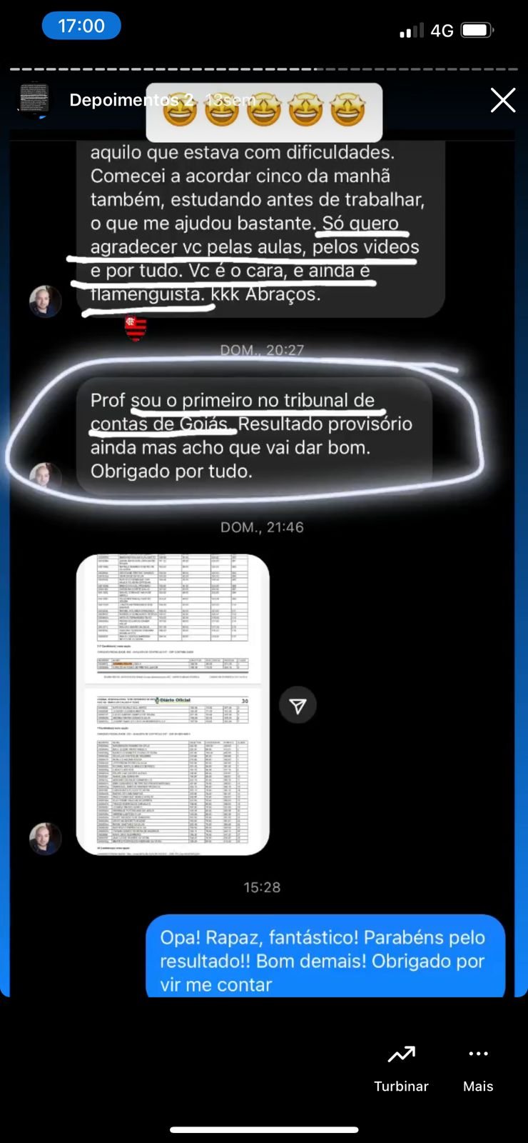 Depoimento de aluno aprovado