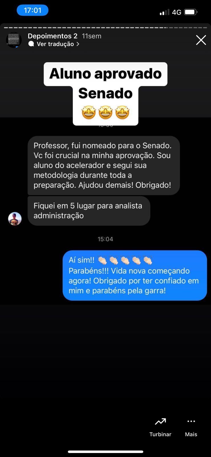 Depoimento de aluno aprovado