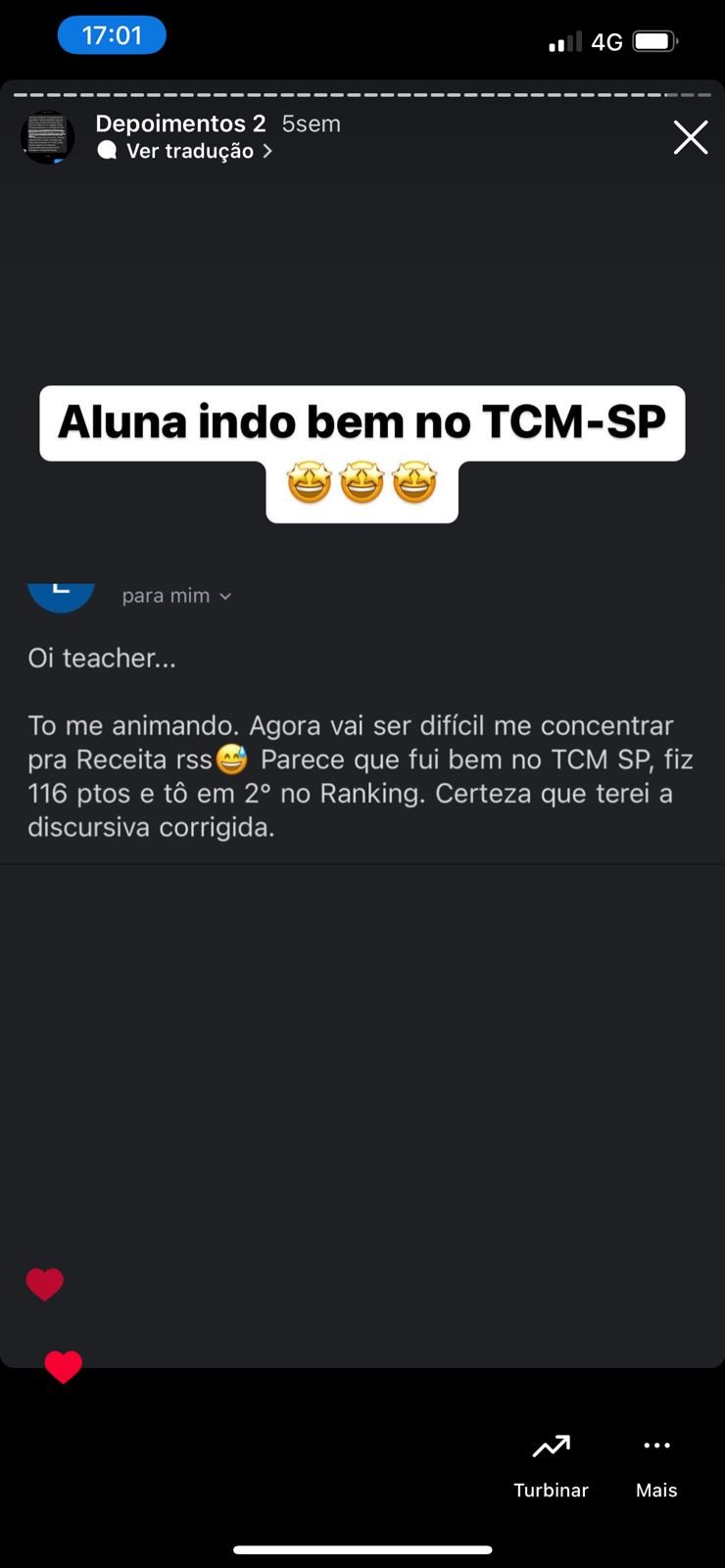 Depoimento de aluno aprovado