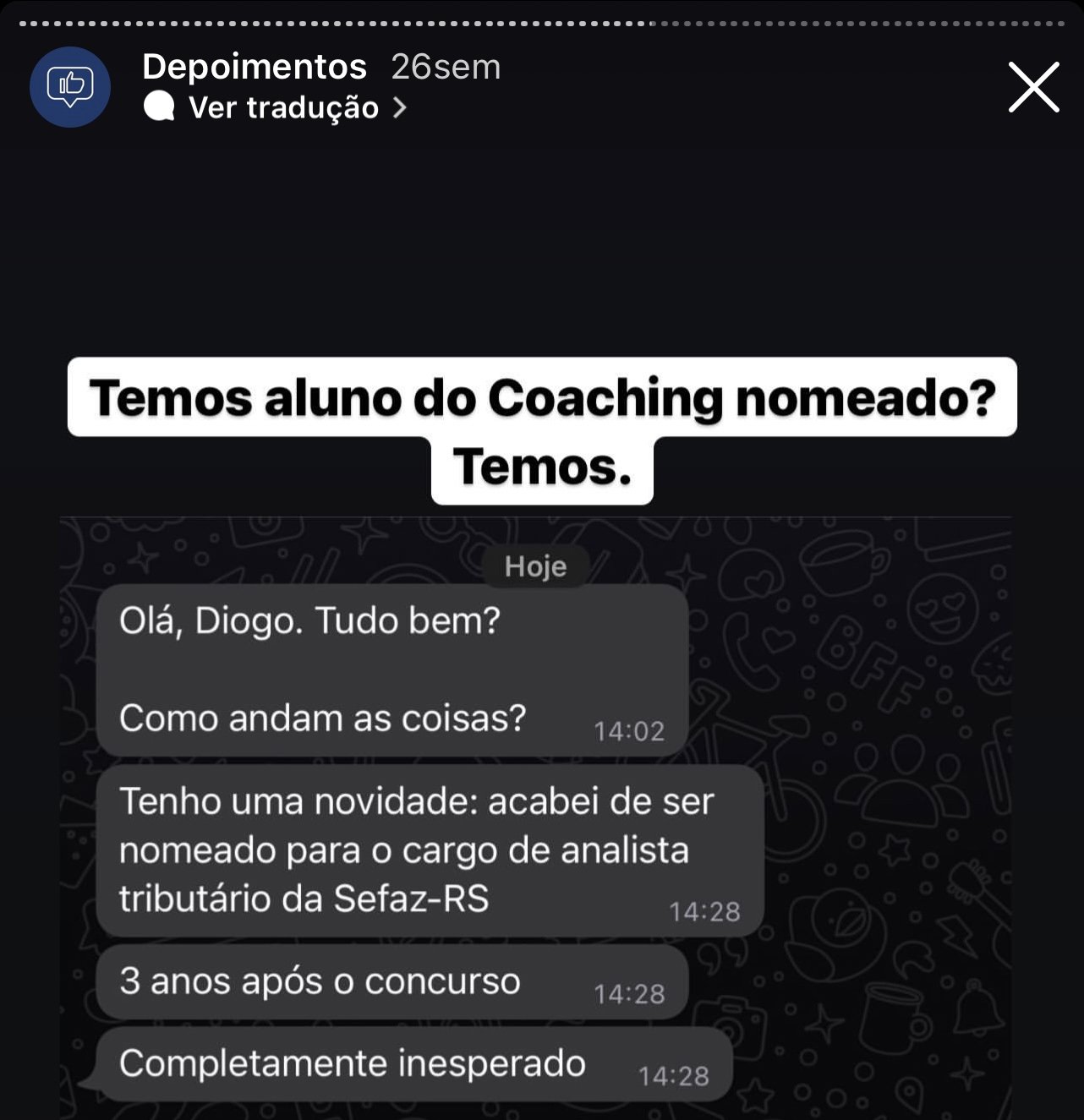 Depoimento de aluno aprovado